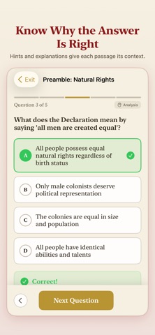 Declaration of Independence Q iPhone screenshot