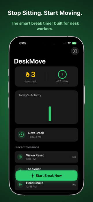 DeskMove: Break Timer & Streak Screenshot 1 of 4