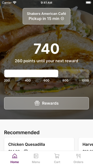 Shakers American Café iPhone screenshot 1 - Food & Drink app