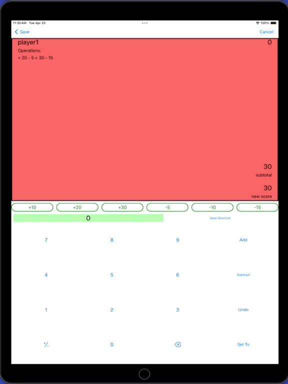 Easy Score Pad iPad screenshot 2 - Productivity app