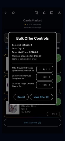 Cards Market iPhone screenshot