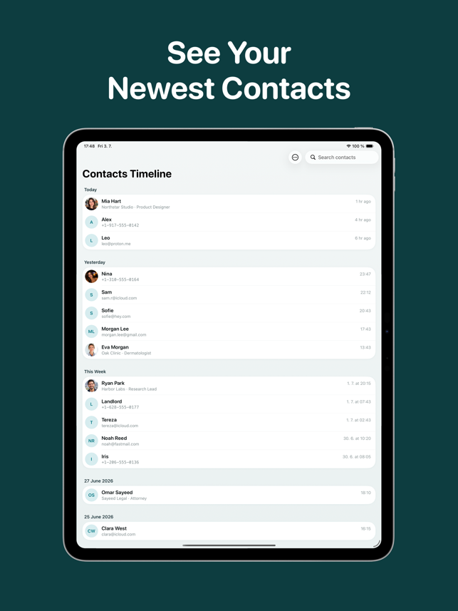 Recent Contacts Timeline Screenshot