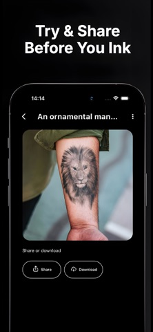 AI Tattoo Generator InkUp iPhone screenshot