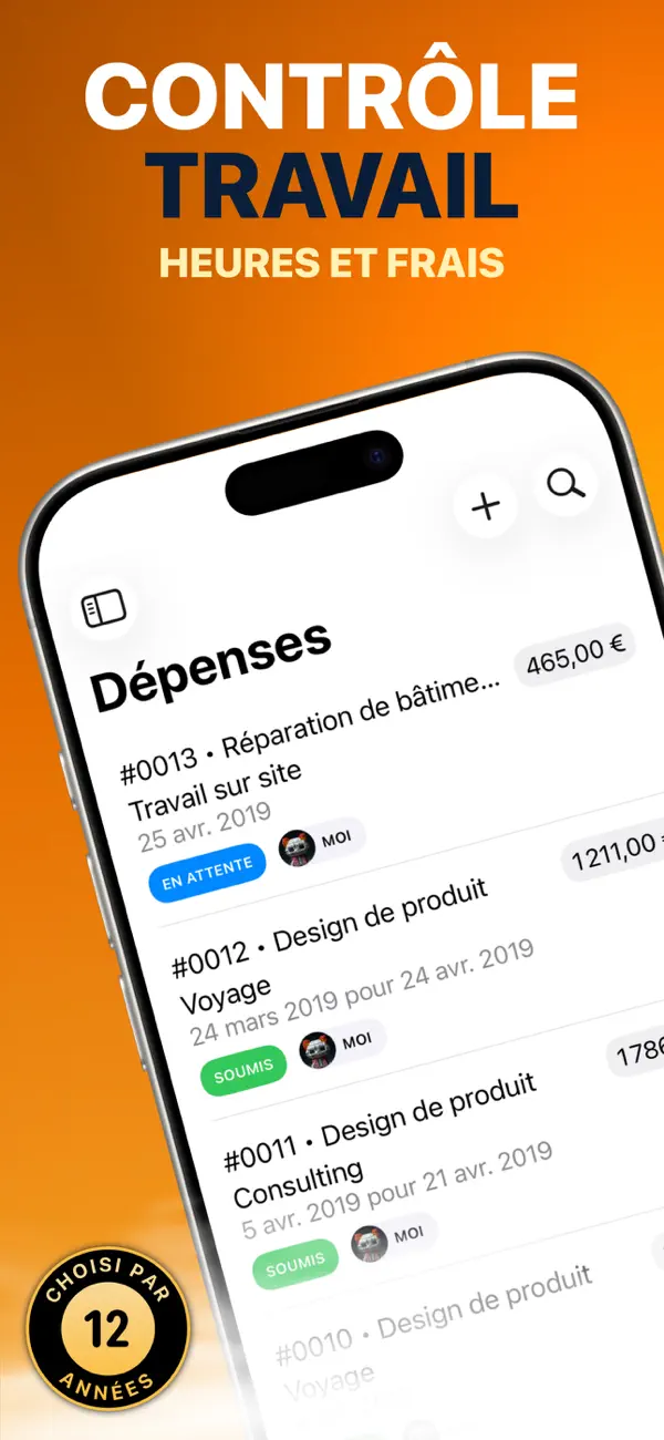 Screenshot #1 pour Dépense et Feuille Temps