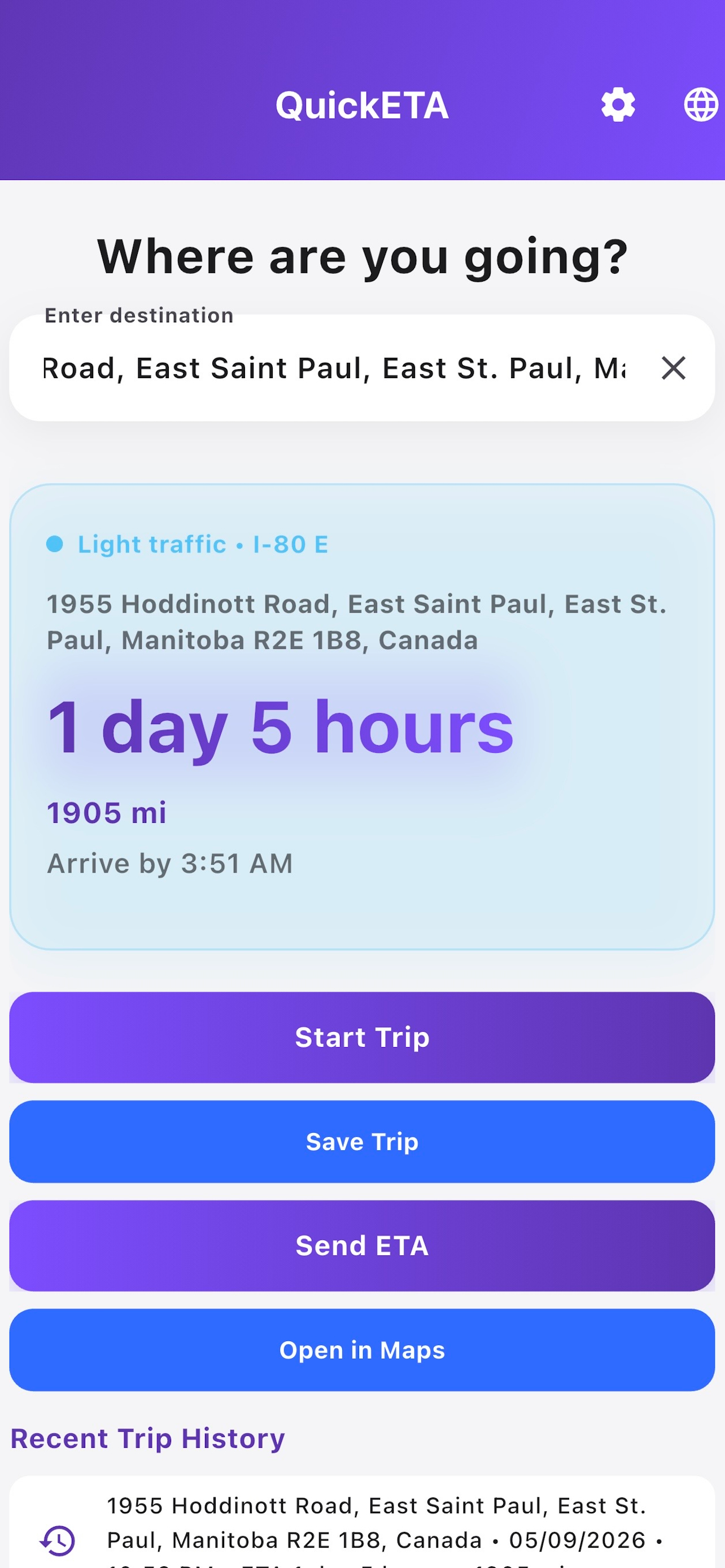 QuickETA App