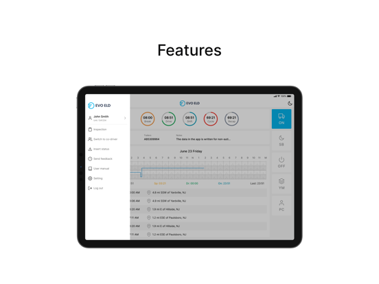 EVO ELD iPad screenshot 2 - Business app