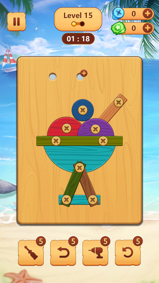 #4. Wood Block Puzzle: Screw Bolts (iOS) By: 成都琥珀川科技有限公司