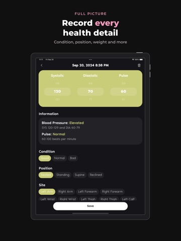 BP Tracker: Heart & Pulse Log iPad screenshot