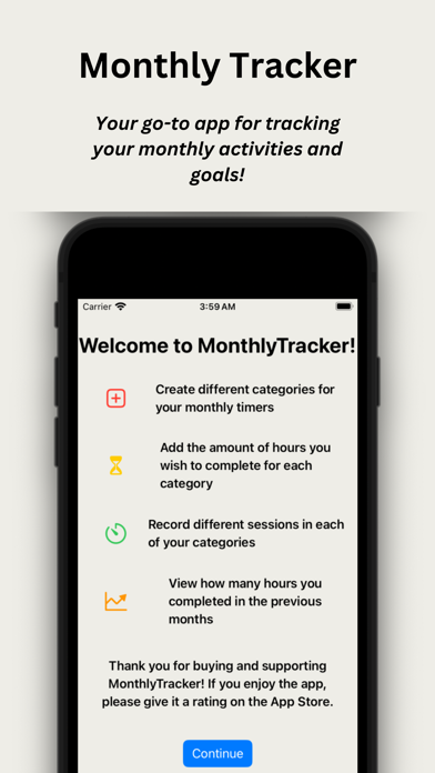 Screenshot 1 of Monthly Tracker App