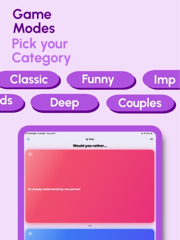 Would You Rather Gametime AI iPad screenshot