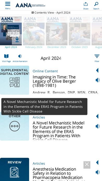 AANA Journal iPhone screenshot 5 - Medical app
