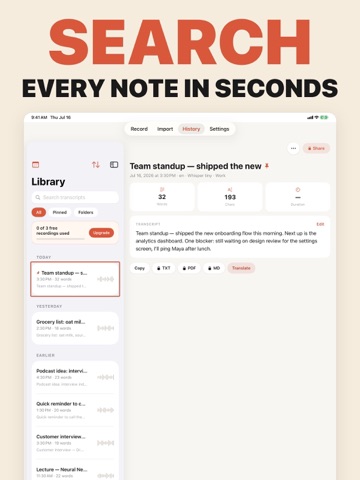 Voice to Text - Speech Notes iPad screenshot