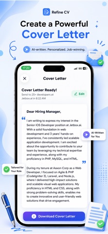 Refine CV: AI Resume Rewrite iPhone screenshot