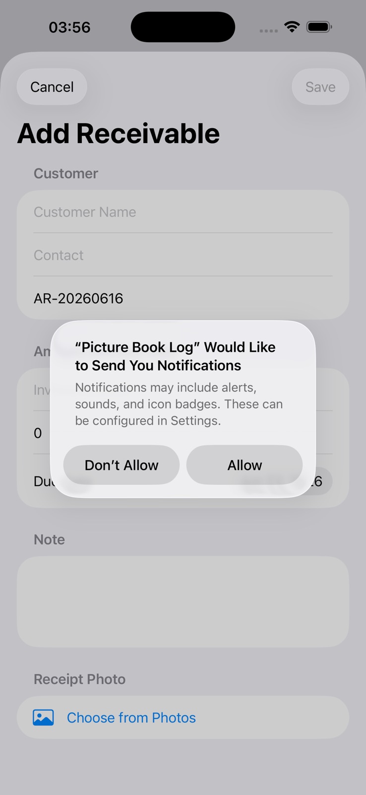 Receivable Payment Ledger2026 iphone screenshot 3