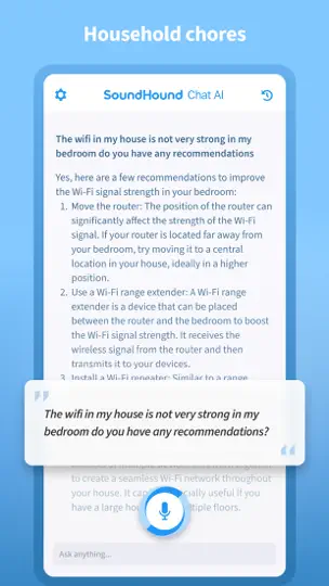 Captura de pantalla de SoundHound Chat AI App en iPhone 10
