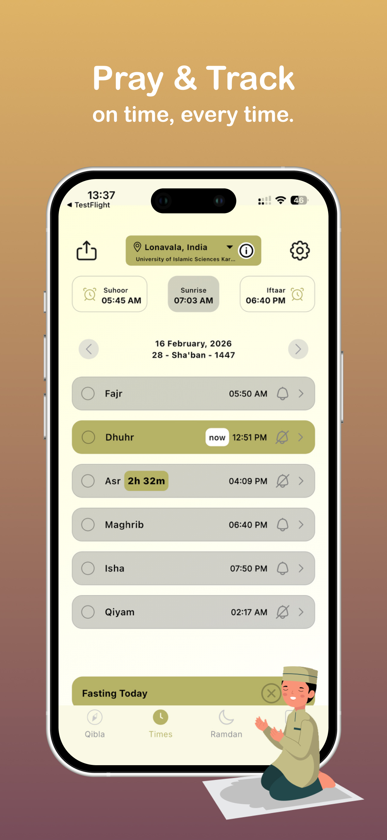 Prayer Times & Athan Qibla App
