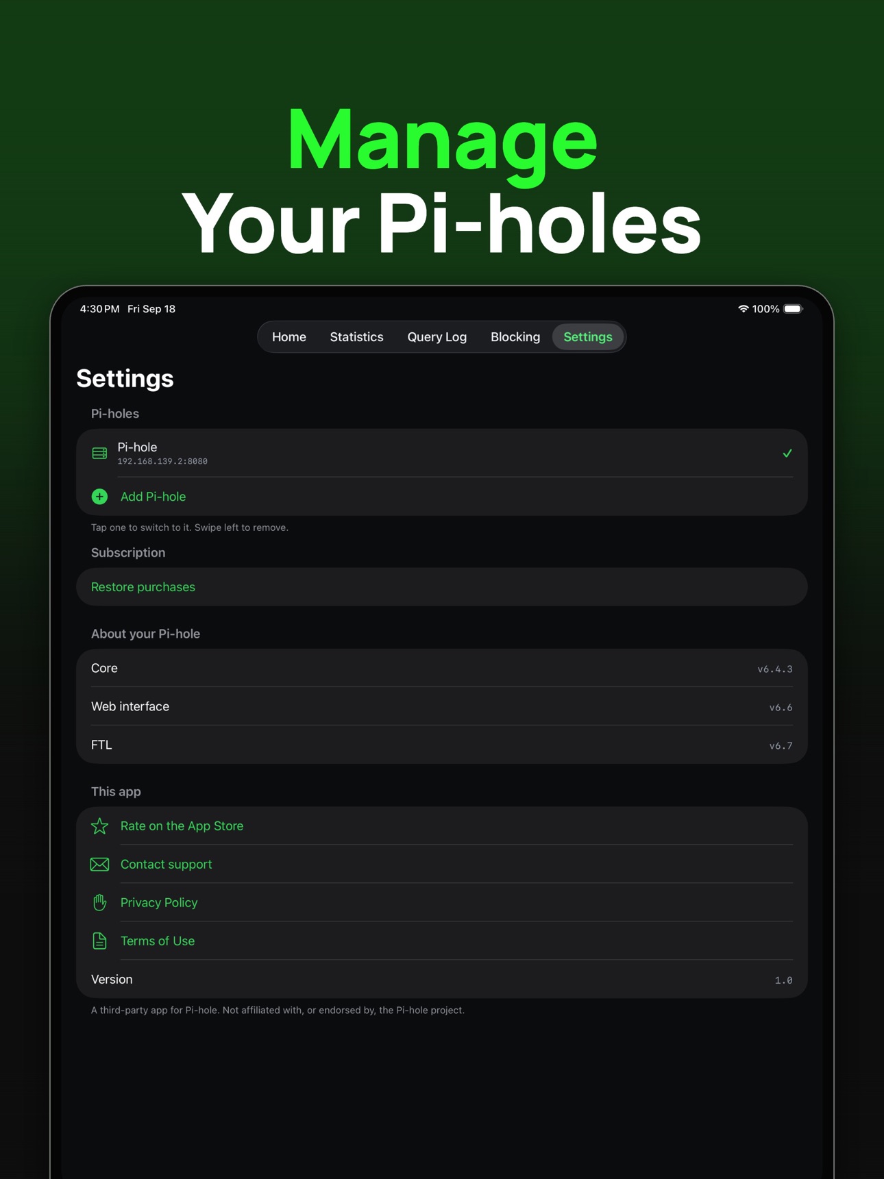 Screenshot 12 of Pi-Hole Remote