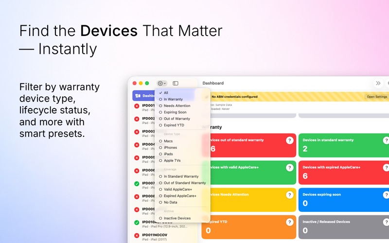 ABM Warranty screenshot
