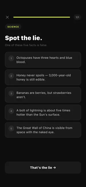 One Lie: Brain Trivia Game screenshot 1