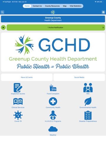 Greenup County Health Dept iPad screenshot