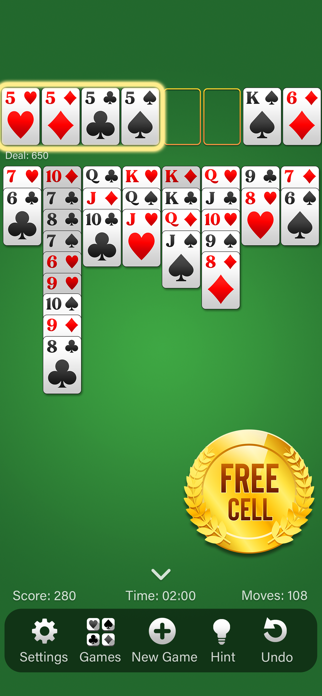 FreeCell Solitaire (Classic) Screenshot 5 of 6