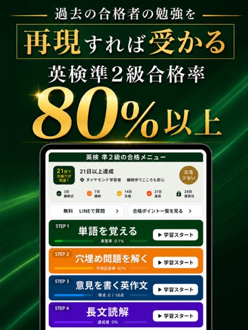 英検®準2級 UKARU：単語・英作文練習・長文・面接対策 iPad screenshot