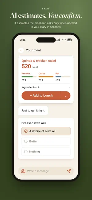 Sazio: AI Calorie Tracker screenshot 2