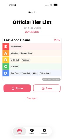 Tiermates: Tier List Maker iPhone screenshot