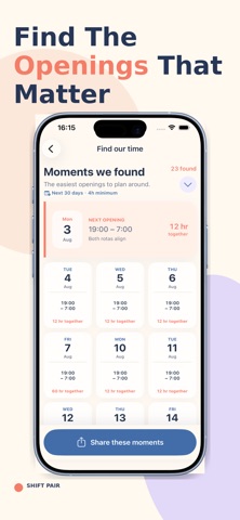 Shift Pair: Rota Calendar iPhone screenshot