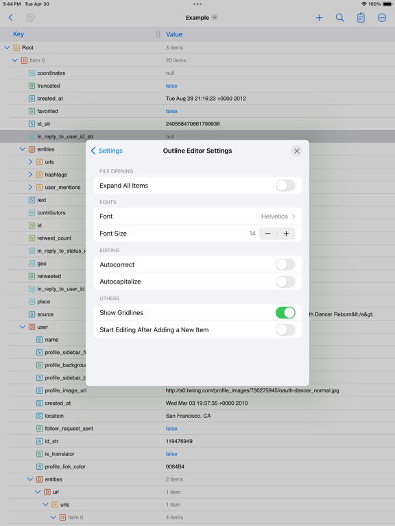 JSON Editor Mobile iPad screenshot 4 - Developer Tools app