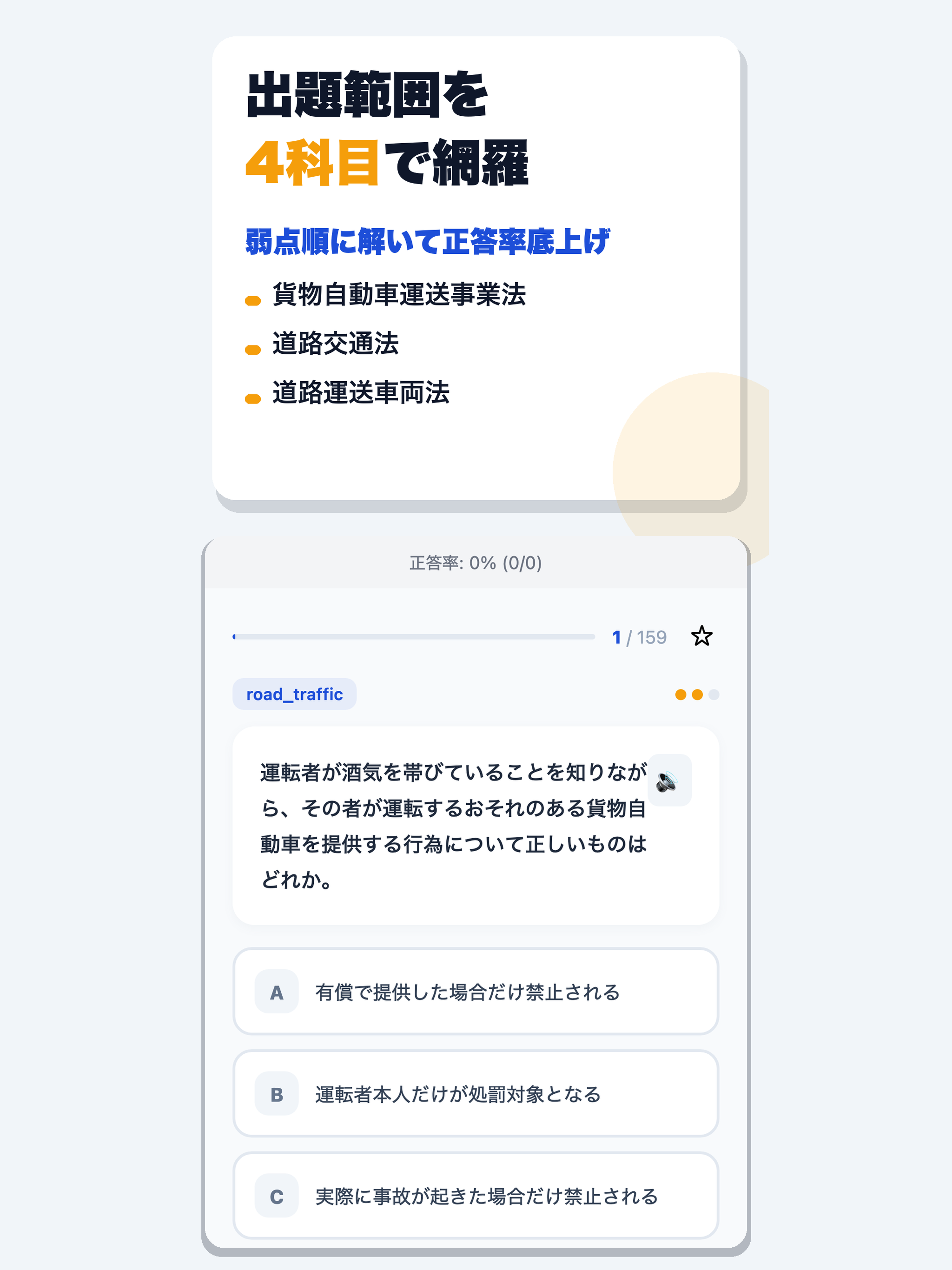 運行管理者試験 貨物 合格ドリル
