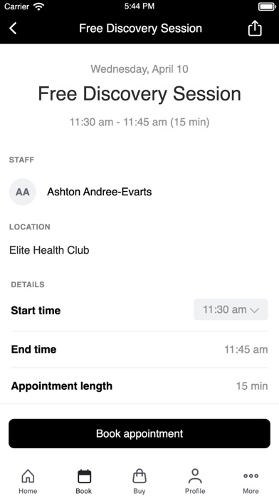 ELITE Health Club Screenshot
