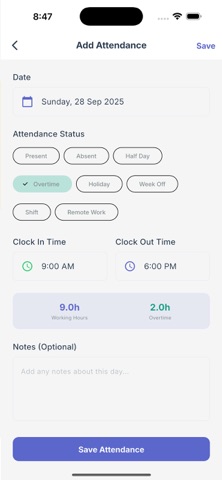 MySelfAttendance - Time Clock Screenshot 3 of 7