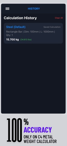 C4 Metal Weight Calculator iPhone screenshot