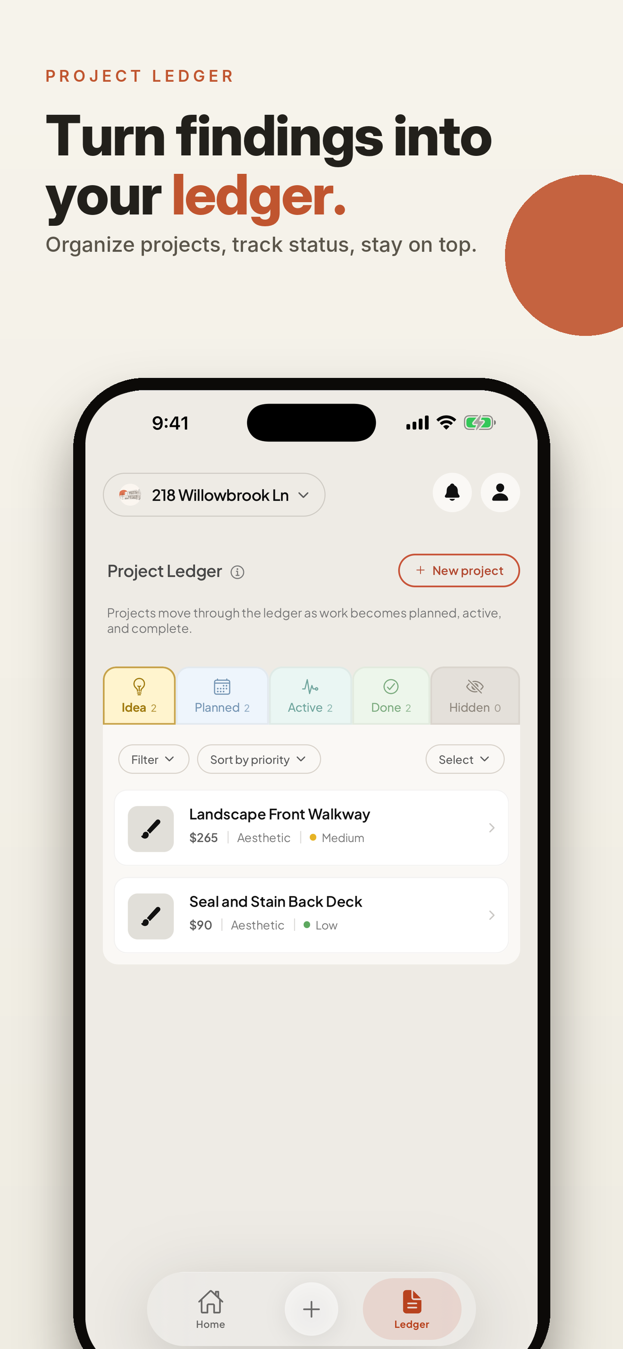 Legible Home: Project Tracker screenshot 3
