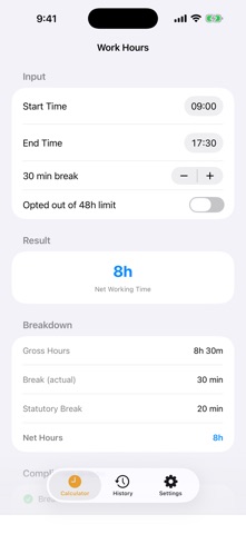 Work Hours Calculator UK screenshot