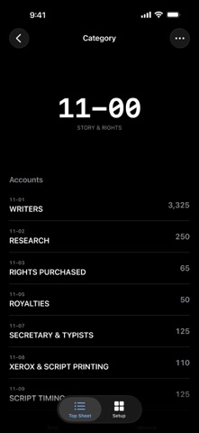 Production Budgets iPhone screenshot