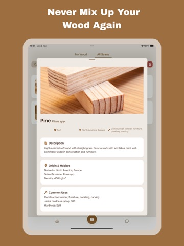 Wood Identifier: AI Scanner iPad screenshot