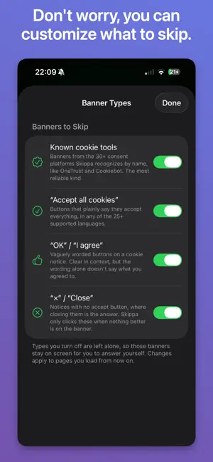 Skippa: Skip Cookie Banners screenshot 3
