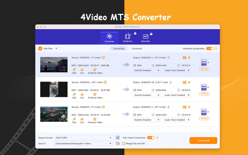 4Video MTS Converter - to MP4 app screenshot