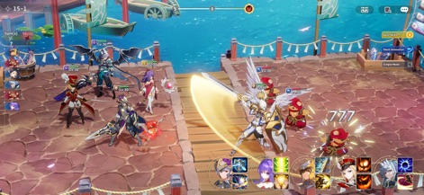 Seven Knights Re:BIRTH - Observe the intuitive battle interface, providing clear control over character skills and real-time action feedback during engagements.