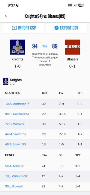 BT Basketball Stats screenshot 3