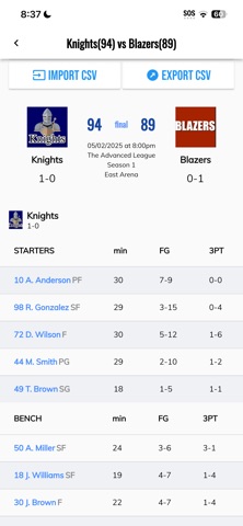 BT Basketball Stats iPhone screenshot