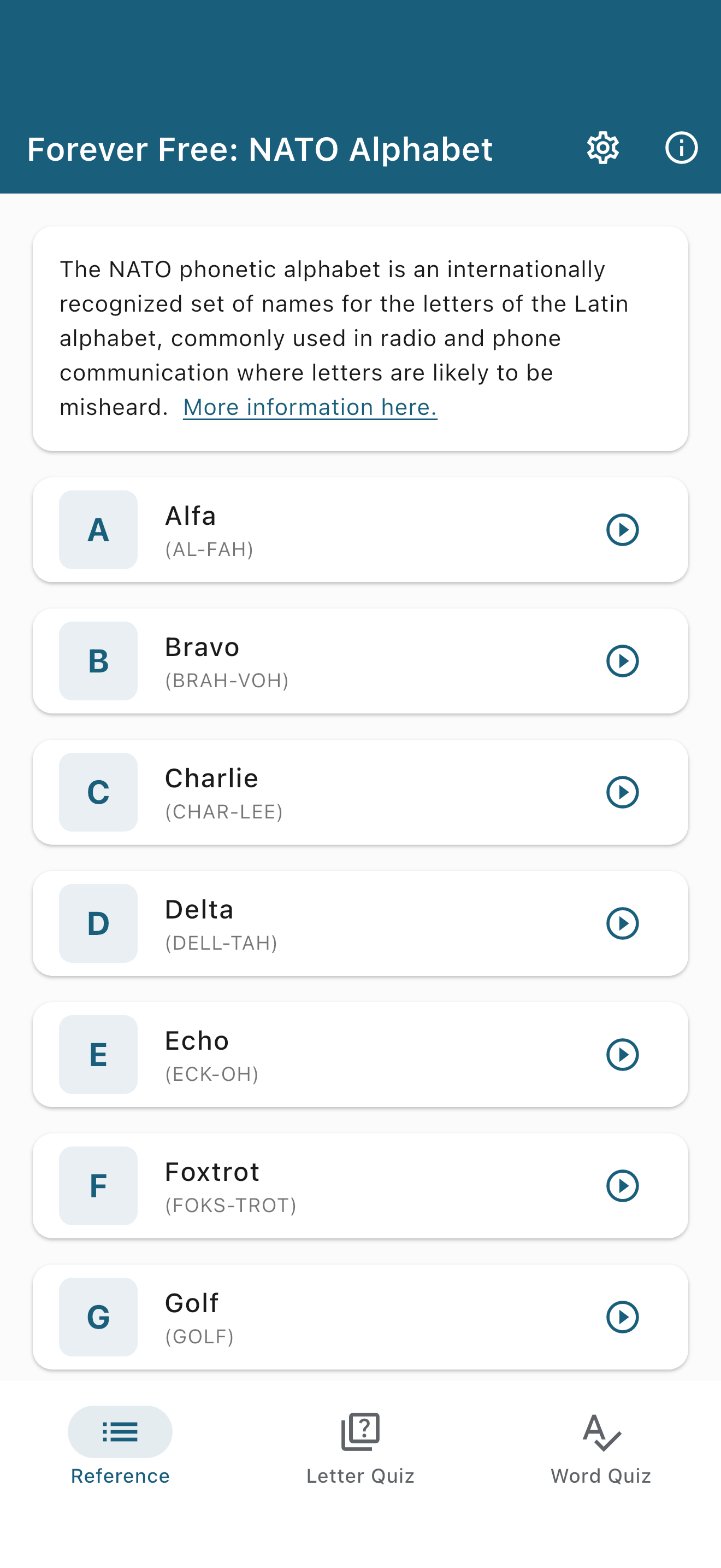 NATO Phonetic Alphabet Trainer