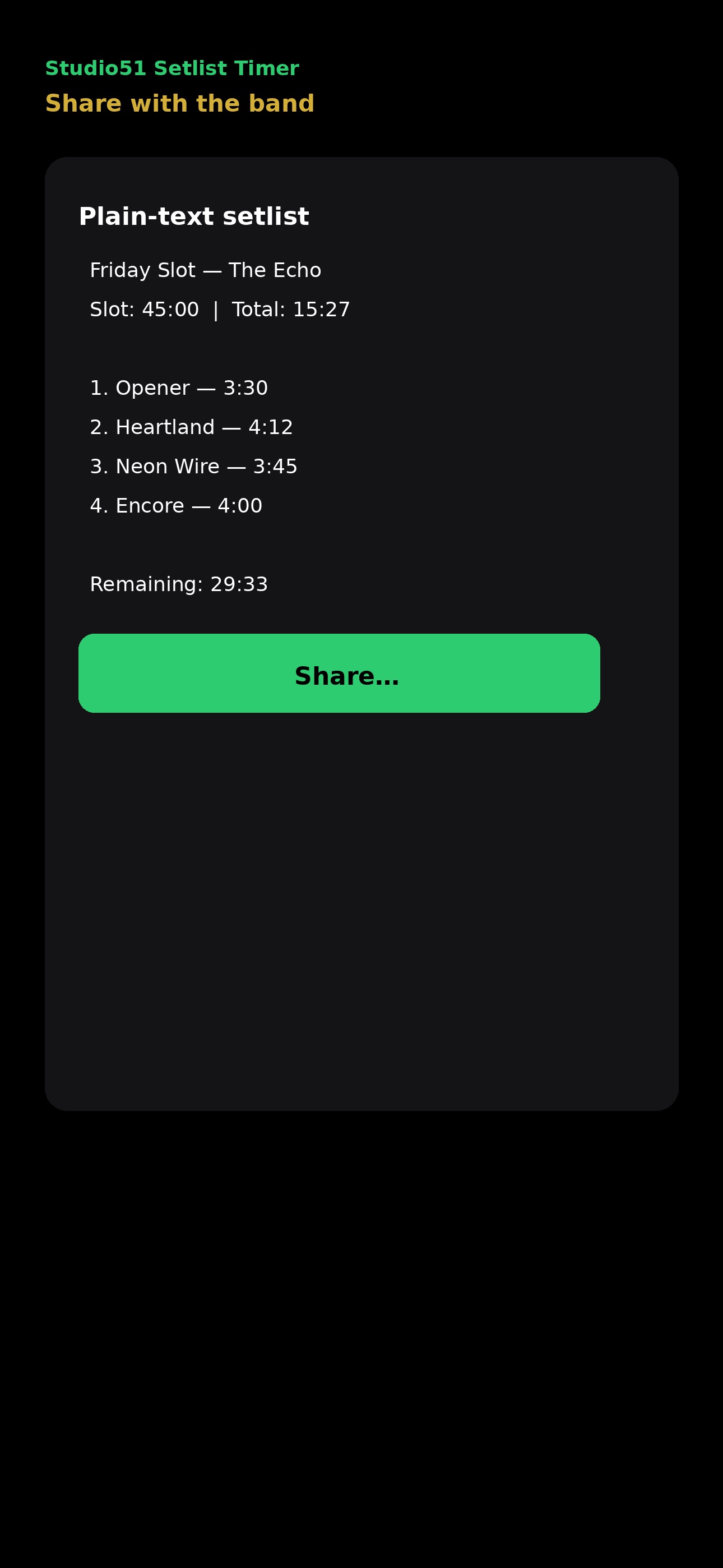 Screenshot 4 of Studio51 Setlist Timer