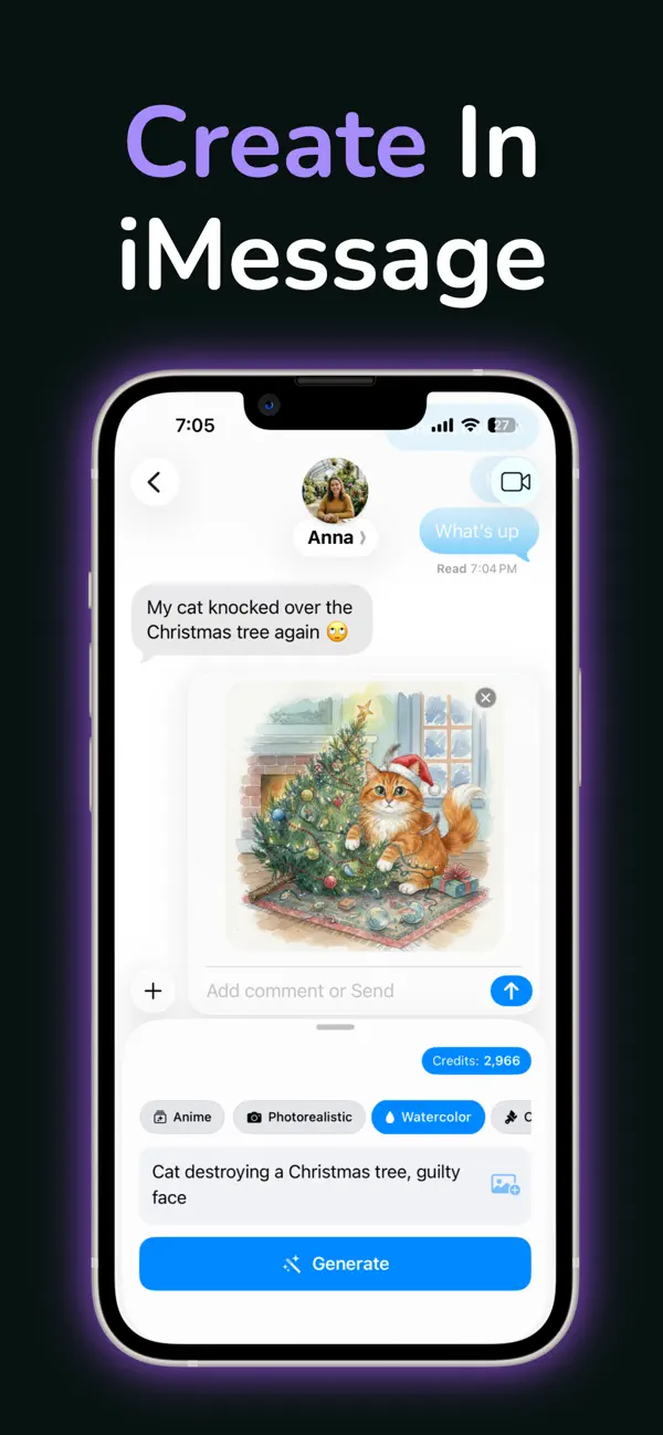 Screenshot #1 pour AI Image Gen for Messages