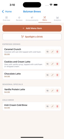 My Coffee App iPhone screenshot