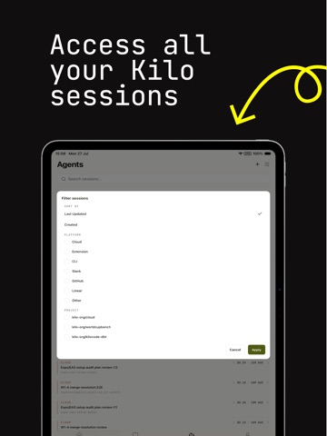 Kilo Code: Code with AI Agents iPad screenshot