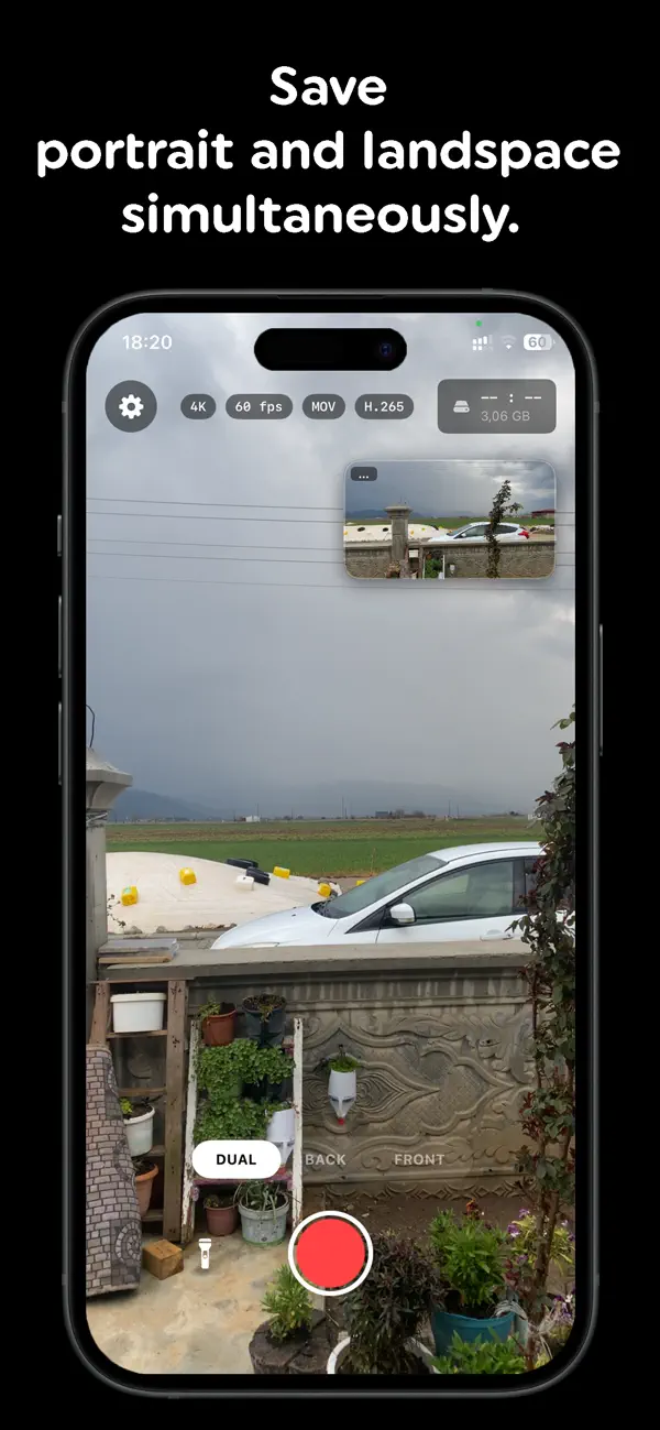 Screenshot #1 pour DualTake: Video Recorder 4K
