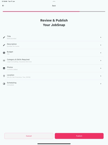 Hello JobSnap iPad screenshot